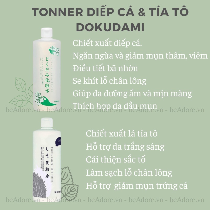 Toner Diếp Cá &amp; Tía Tô Dokudami Skin Lotion Nhật 500ml