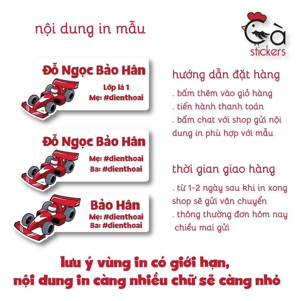 Sticker ủi áo in tên trẻ em GaStickers UT-B05 bộ 24 miếng kích thước 2,5 X 6