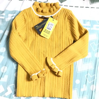 Áo len màu vàng cổ ba phân cho bé gái