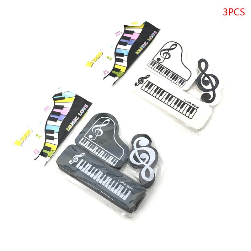 Set 3 cục tẩy cao su hình nốt nhạc piano nhạc cụ phong cách Hàn Quốc cho học sinh