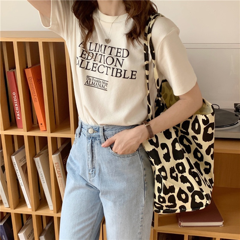 Túi Xách Nữ Vải Canvas Họa Tiết Da Báo Thời Trang