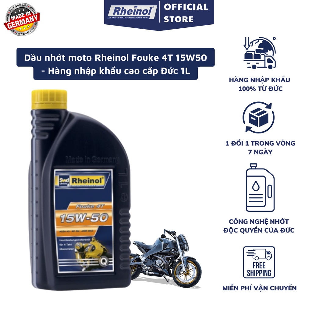 Dầu nhớt moto Rheinol Fouke 4T 15W50 - Hàng nhập khẩu cao cấp Đức 1L