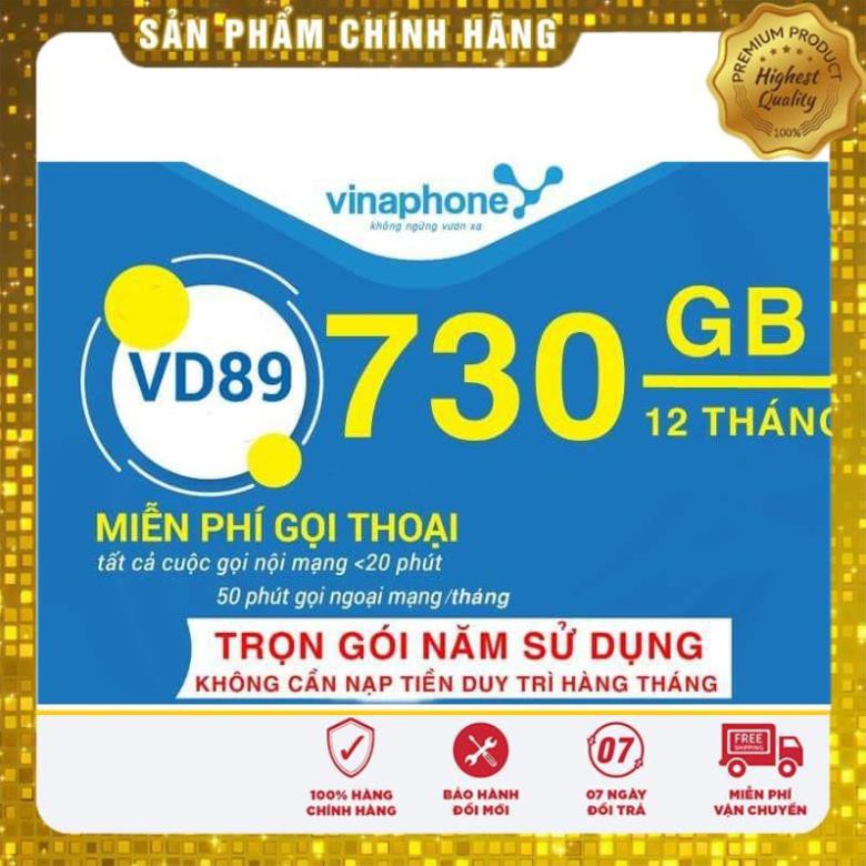 Siêu sale_ ( MIỄN PHÍ 1NĂM) SIM VINA 4G VD149 12T- TẶNG 1460GB+4GB/NGÀY VÀ SIM VD89 TẶNG 720GB/NĂM GỌI MIỂN PHÍ