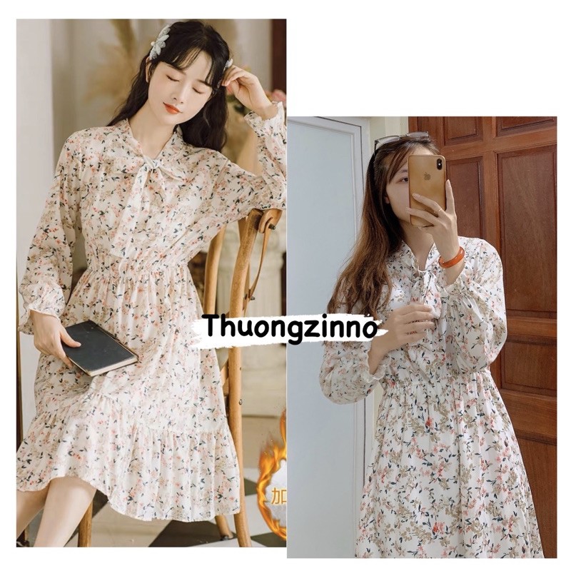 [Ảnh thật/Video] Váy hoa nơ cổ nhiều màu ( có video shop mặc mẫu) | BigBuy360 - bigbuy360.vn