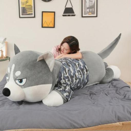 HÀNG ĐẸP-  Chó Bông Husky, Chó Alaska 100% Bông Gòn Cao Cấp - Vải Nhung Cao Cấp Co Dãn 4 Chiều     TOYSTATION