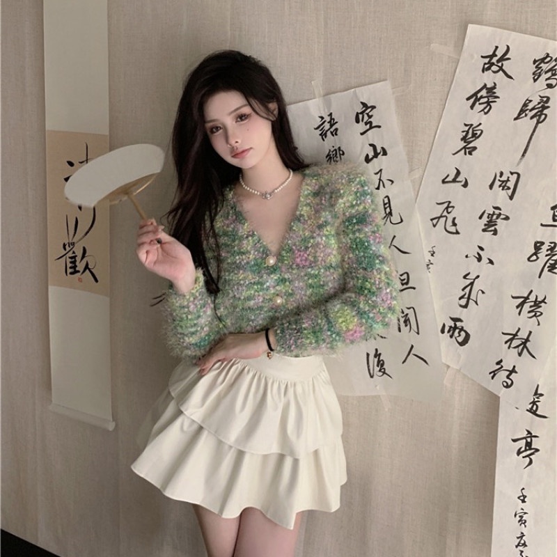 Áo Sweater Nữ Tay Dài Dáng Rộng Cổ Chữ V Thời Trang