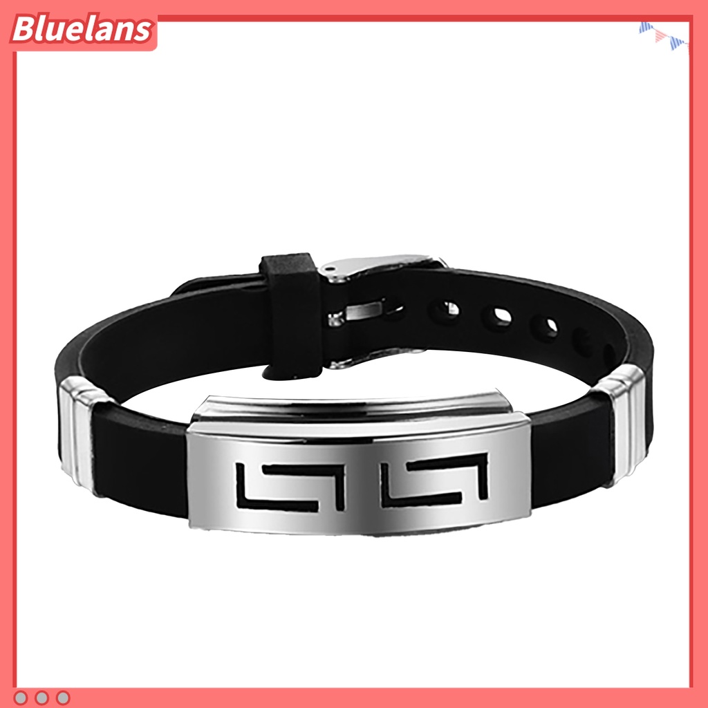 Vòng Tay Cao Su Phối Thép Không Gỉ Thời Trang Cho Nam