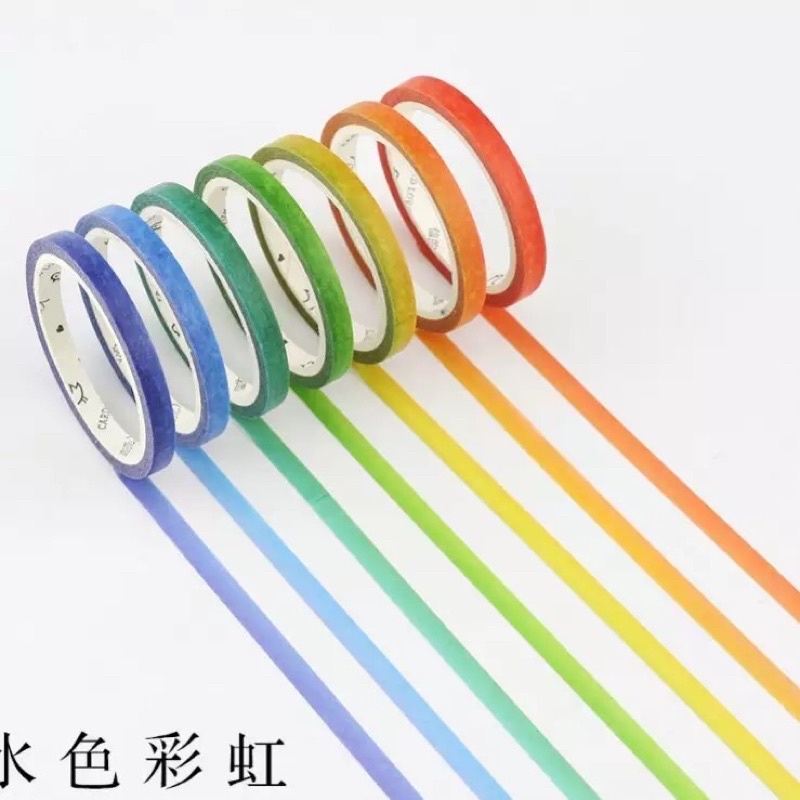 (Chiết) 14 mẫu băng dính washi tape sắc màu cầu vồng