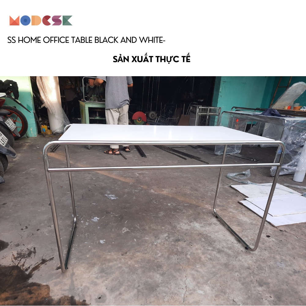 Bàn Làm Việc - học  MODESK SS Home Office Table Black &amp; White Inox 304 Ván MFC An Cường D120xR60xC75cm