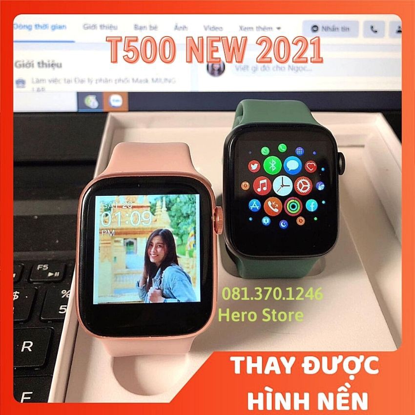 Đồng Hồ Thông Minh T500 🌸Thay Hình Nền🌸 Đo nhịp tim, Chống nước IP68, Smart Watch T500