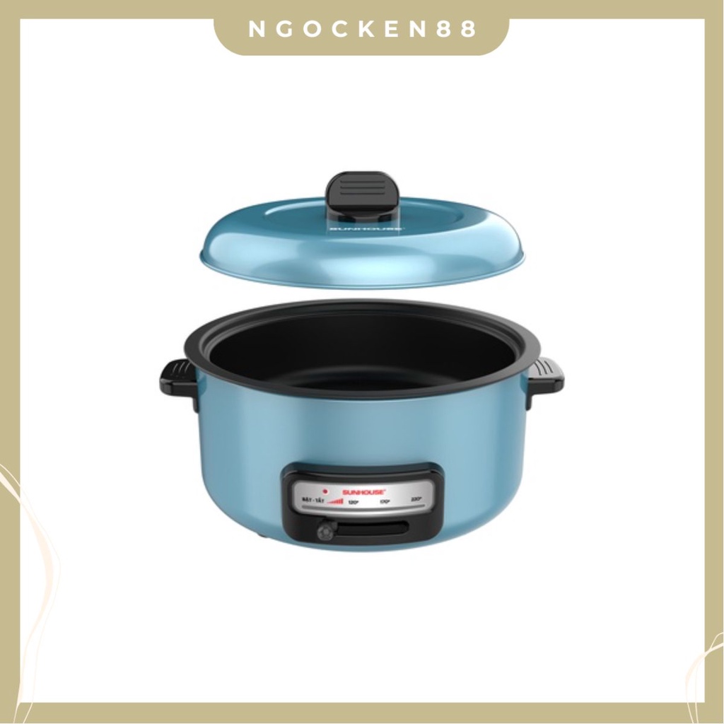 Nồi lẩu điện Sunhouse màu xanh dung tích 3.5 lít, công suất 1300W – Ngọc Ken Shop