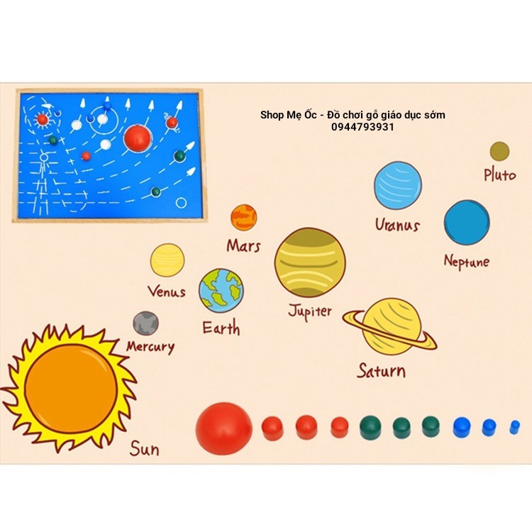 Giáo cụ Montessori -Ghép hình 9 hành tinh trong hệ mặt trời
