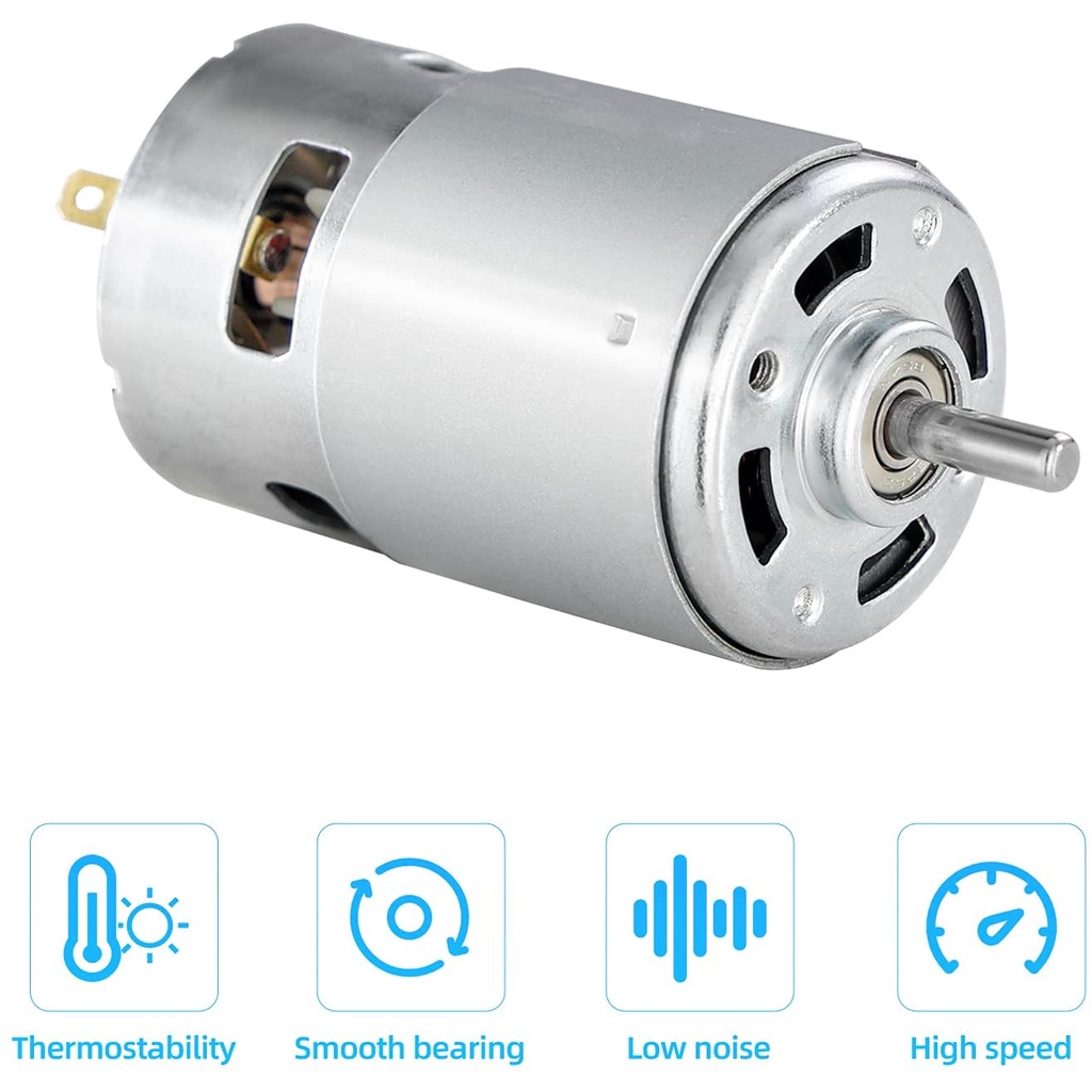 775 DC Motor, 12V-24V 3500-9000 RPM Mini Electric Motor, Double Ball Bearing Large Torque High Power Motor for DIY Parts