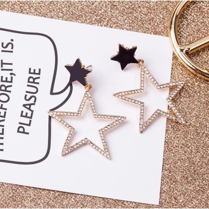 Khuyên Tai Hình Ngôi Sao Đính Viền Đá Phong Cách Hàn Quốc i07