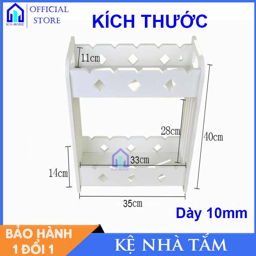 Kệ nhà tắm 2 tầng kiểu dáng Hàn Quốc để đồ trong phòng tắm [ CHỐNG THẤM NƯỚC]  IHT-02 - Ico Home