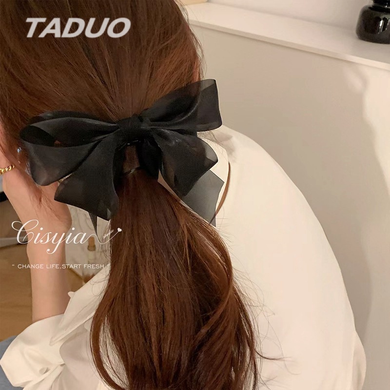 Kẹp Tóc Nơ Lớn Màu Đen Phong Cách Hàn Quốc Thanh Lịch