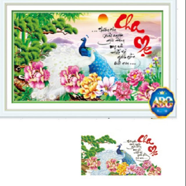 Tranh đính đá Cha mẹ kt 90*50cm