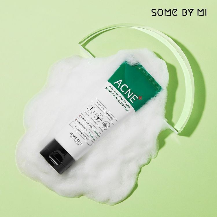 Sữa Rửa Mặt Giảm Mụn Trắng Da Trà Xanh Some By Mi AHA-BHA-PHA 30 Days Miracle ACNE Clear Foam 100ml - Khongcoson