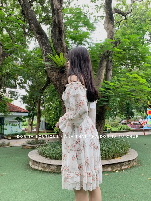 [Ảnh thật/Video] Váy hoa nhí trễ vai dáng xòe, hoa vintage, Váy hoa vintage | BigBuy360 - bigbuy360.vn