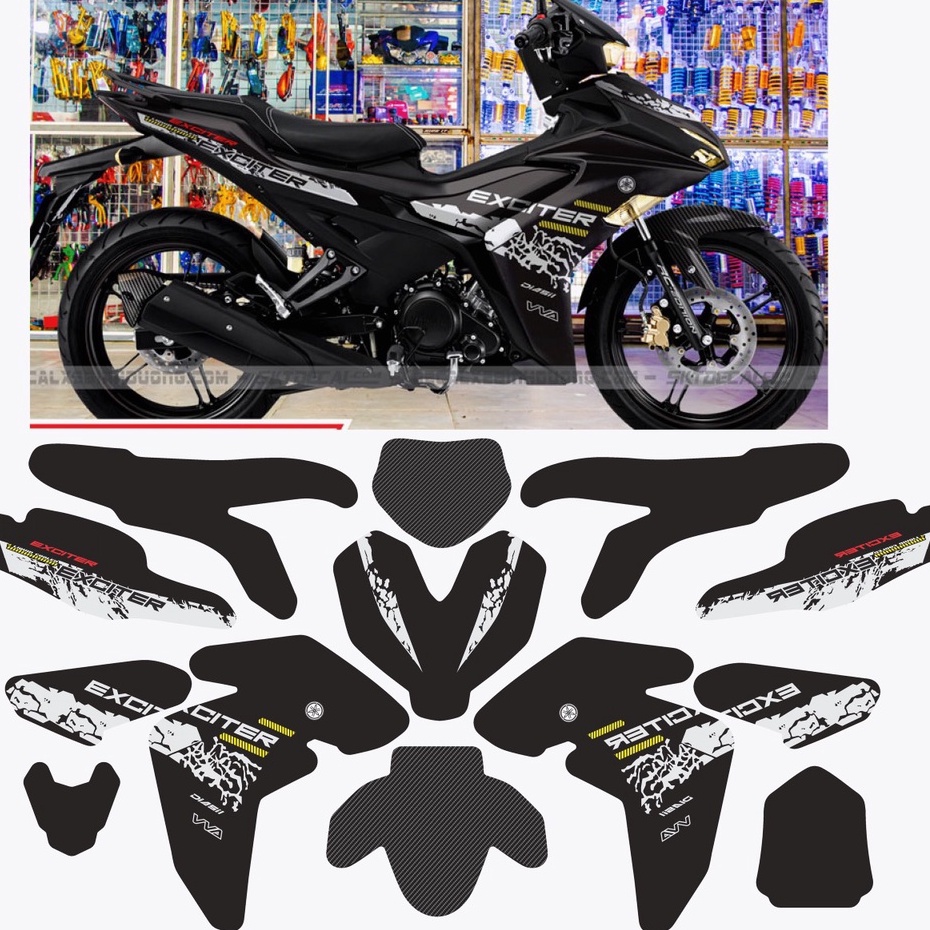 Tem trùm exciter 155 đen nhám trắng  siêu đẹp siêu chất, tem exciter155, team trùm ,decal xe ex155