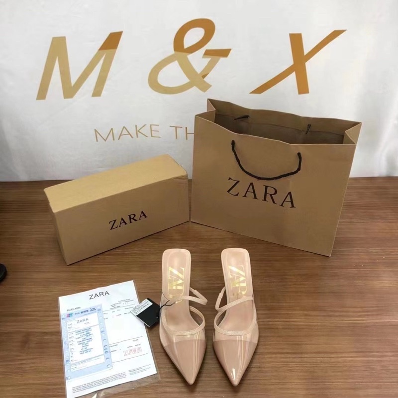 Sục zara mica quai trong gót nhọn mũi nhọn xuất dư fullbox