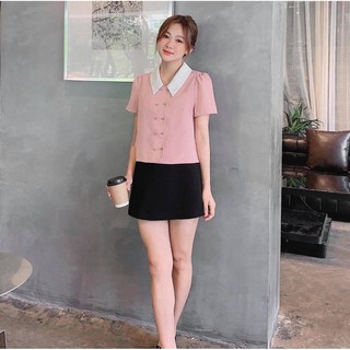 Áo cổ trắng kết cườm