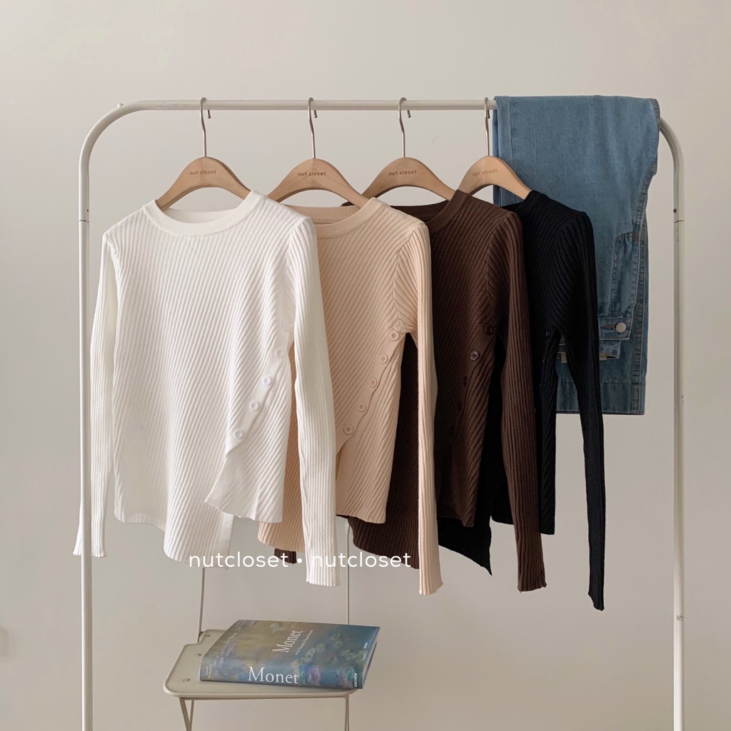 Áo len vân dọc cúc chéo thân _ A0316 | BigBuy360 - bigbuy360.vn