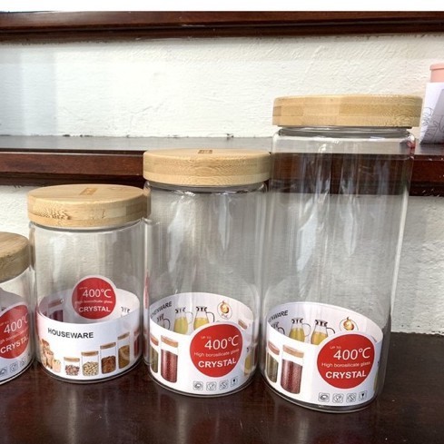 SALE GIÁ SỈ TẠI XƯỞNG LỌ HŨ BÌNH THỦY TINH NẮP GỖ ĐỰNG GIA VỊ CAFE ĐƯỜNG NGUYÊN LIỆU THỰC PHẨM CHỊU NHIỆT CAO CẤP 3 CỠ