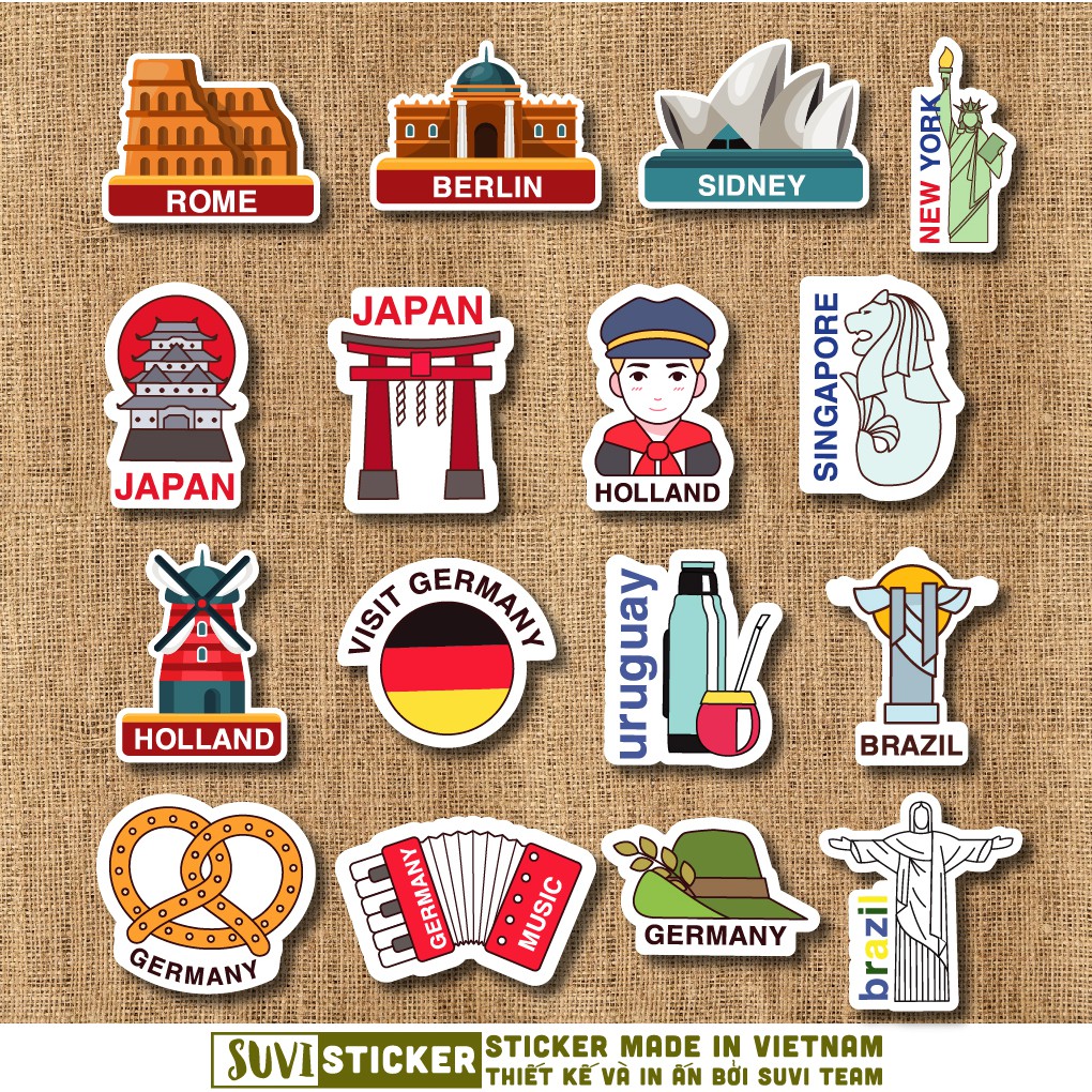 50 Sticker Country chống nước sticker dán laptop, điện thoại, đàn guitar, mũ bảo hiểm, vali. SV209