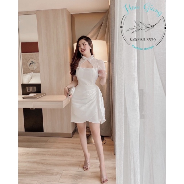 Váy tafta khoet cổ