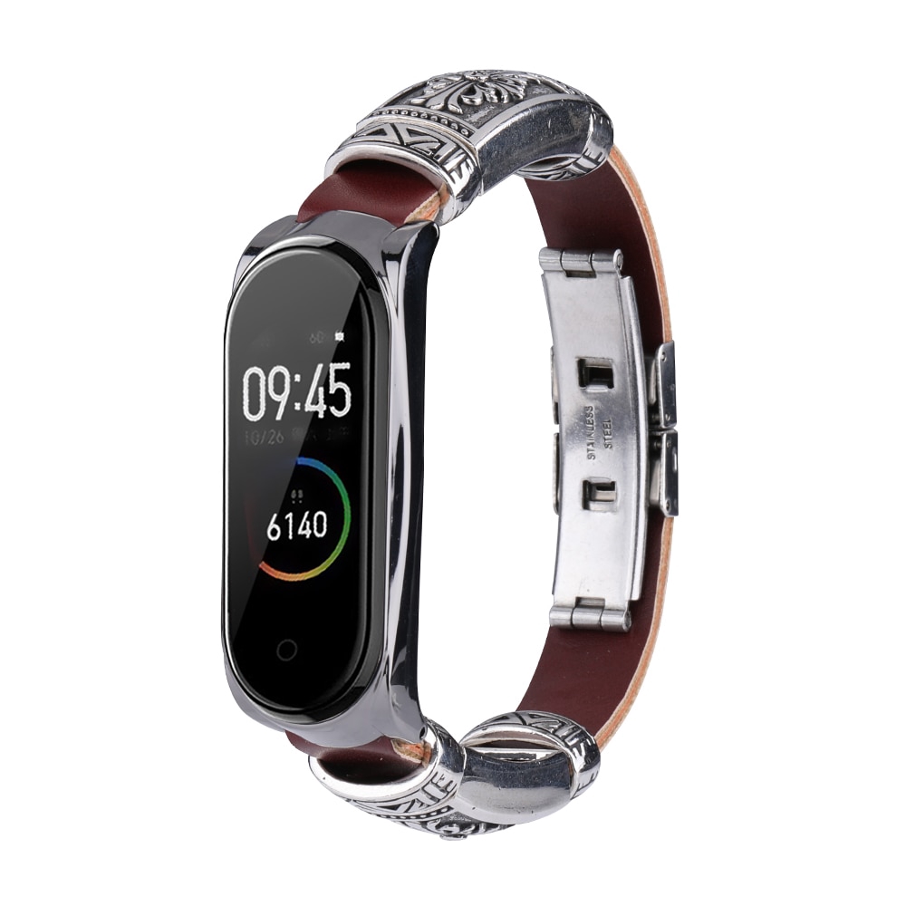 Dây Đeo Kim Loại Hai Nút Họa Tiết Bướm retro Cho Đồng Hồ Thông Minh xiaomi mi band 4 / 5 / 6 / 7 / 8