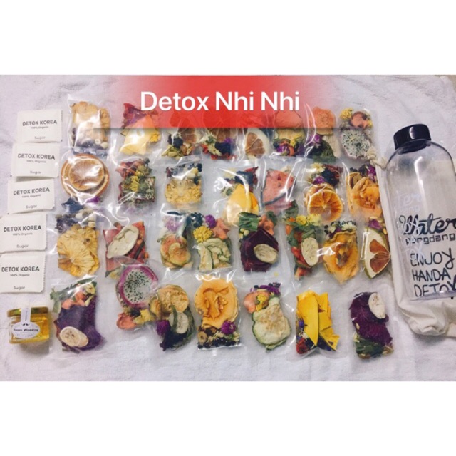 Detox Hoa quả Sấy Khô mix 3 vị (30 Gói Tặng Bình 1000ml và đường mật)