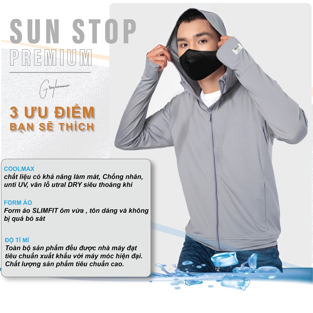 Áo chống nắng nam GRAYHOMME Ultral Dry vải dày có lỗ thông hơi chống tia UV SUN001