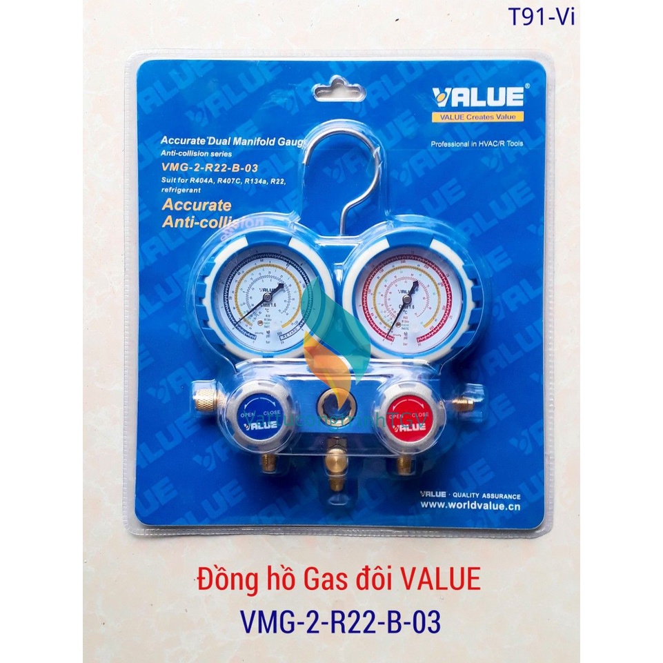 Bộ đồng hồ nạp Gas R22 đôi VALUE VMG-2-R22-B