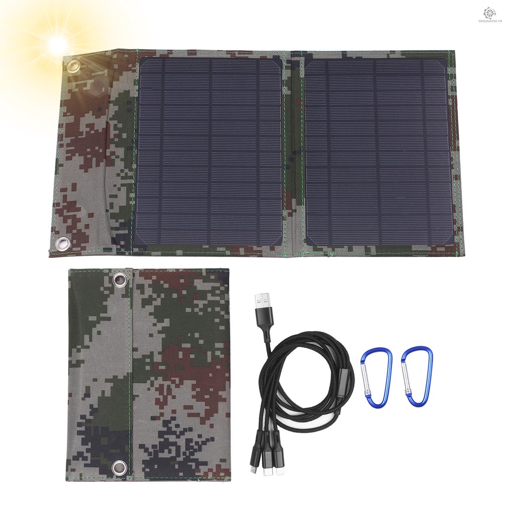 Tmvn Tấm Năng Lượng Mặt Trời 12W 12V Monocrystalline Có Thể Gập Lại Với Cáp Sạc USB Kép Nhiều Cổng Type-C/Micro USB Tương Thích Với Điện Thoại Và Máy Tính Bảng