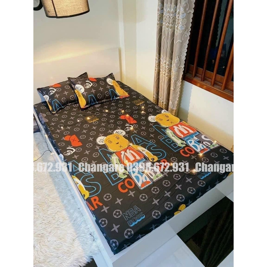 Bộ ga gối m6/m8 cottong poly Bò sữa siêu kute đủ kích thước 1ga trải giường+2 vỏ gối đầu