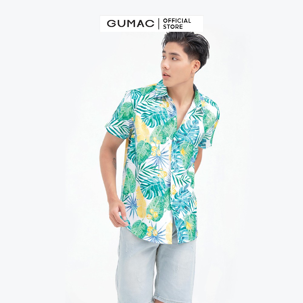 [Mã WABRGD12 giảm 10% đơn 250K] Áo sơ mi nam tay ngắn hình lá cọ GUMAC ANB6109 | BigBuy360 - bigbuy360.vn