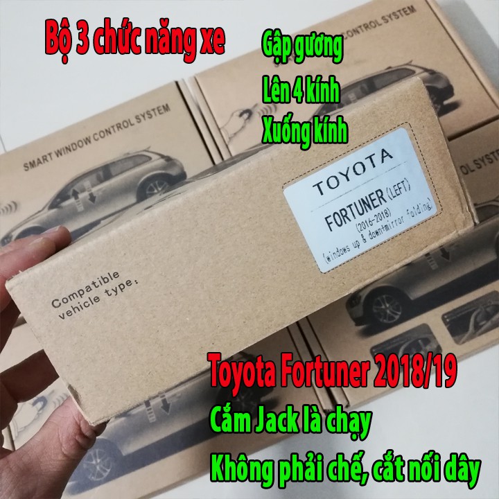 Bộ gập gương lên xuống kính tự động Innova | Fortuner Toyota 2018-2019 Fuji Kavitech Lasisi