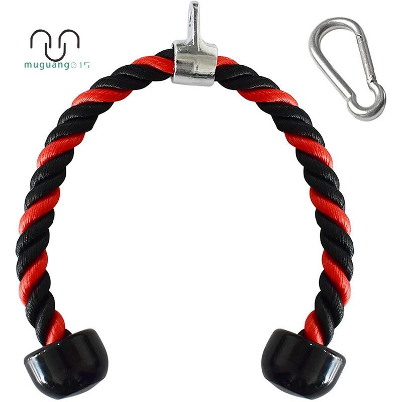 Heavy Duty Triceps Pull Down Rope Pulley Cable Attachment Handles with Stainless Steel Carabiner Hook for Gym & Home