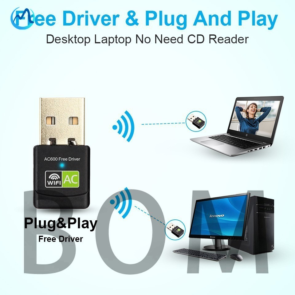 Usb chuyển đổi Wifi Bluetooth 2 trong 1 600mbps cho PC / laptop / máy tính để bàn chất lượng cao