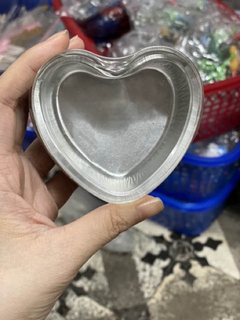 10 cái hộp trái tim đáy nhôm nắp nhựa dùng để đựng bánh