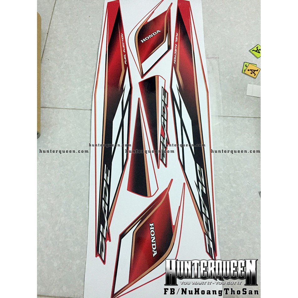 Tem rời Honda Wave Blade mẫu zin, dán xe đỏ. Decal tem chế đẹp, chất lượng. Sắc nét, bền màu