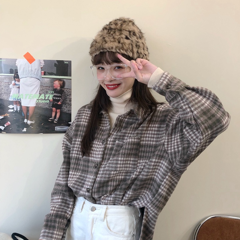 Áo sơ mi dài tay kẻ sọc dáng rộng phong cách Hàn Quốc thời trang