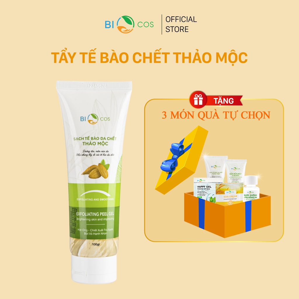 Tẩy Da Chết Thảo Mộc BIOCOS 100g - Exfoliating Peel Gel Sạch Da, Dưỡng Ẩm, Sáng Mịn