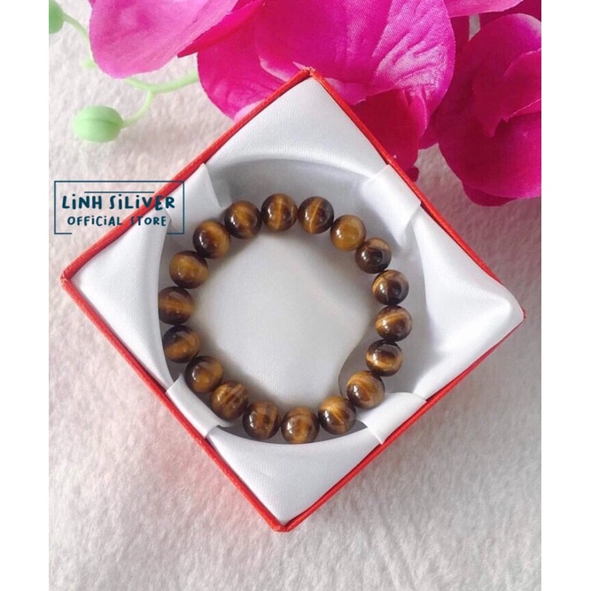 Vòng đá mắt hô  phong thuỷ đủ size nam nữ - vòng đá vàng nâu