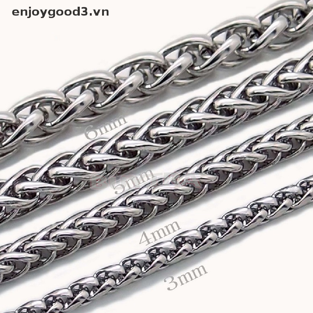 Vòng cổ sợi bện bằng thép không gỉ màu bạc thời trang cho nữ 3/ 4/ 5/ 6mm