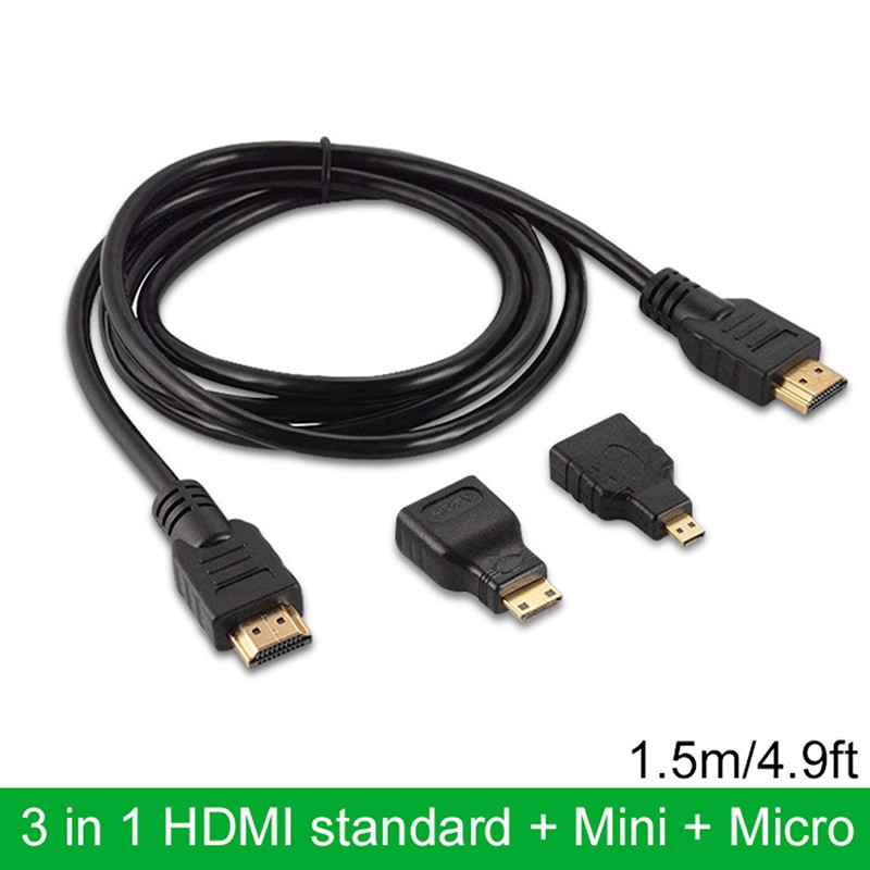 Cáp chuyển đổi mạ vàng tốc độ cao 3 trong 1 HDMI + Mini +Micro HDMI dài 1.5m 4.9ft