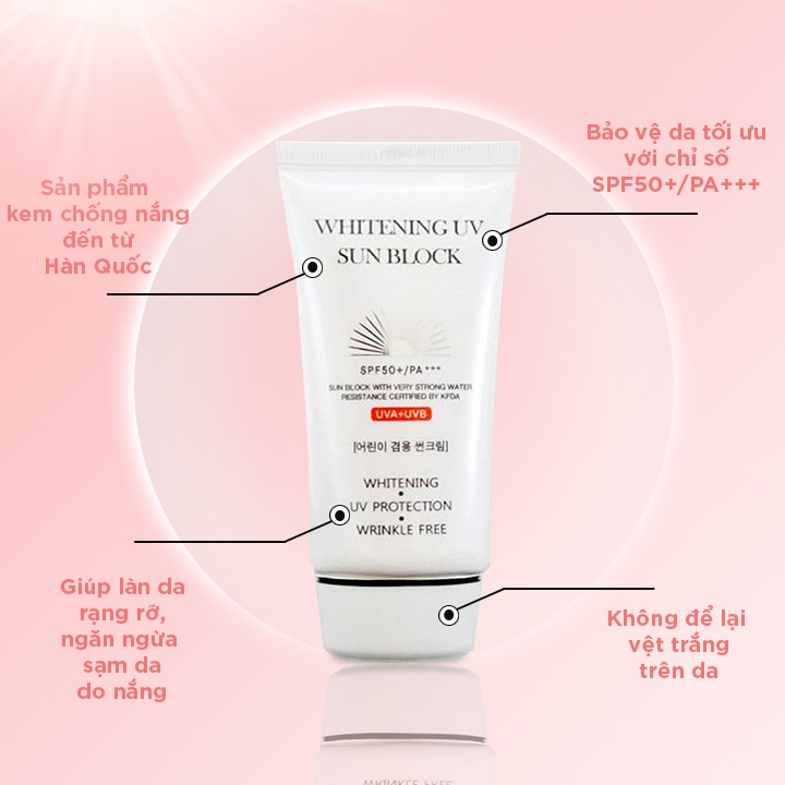 [Mã Giảm 120K Đơn 289K] Kem Chống Nắng Dưỡng Trắng Whitening UV Sun Block JIGOTT SPF50+/PA+++ 70ml