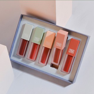 HOLD LIVE - Set 5 Son Kem Mới Lì Fullsize Cầu Vồng Hộp Xanh Holdlive Morandi Orchid Love Matte