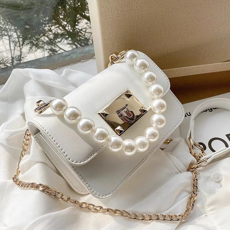 Túi xách tay phối dây ngọc mẫu mới hàng QC size 16